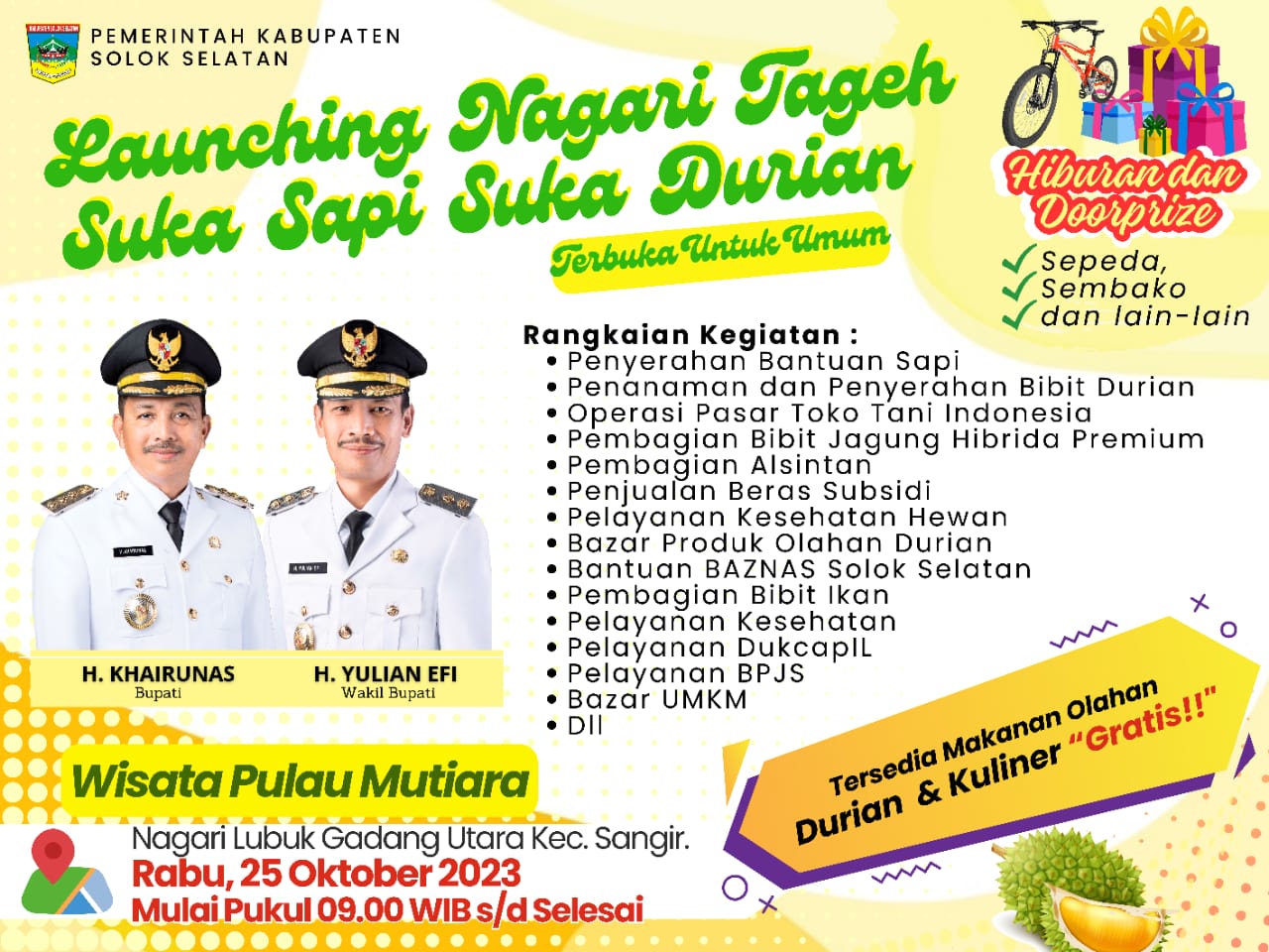 Launching Nagari Tageh 'Suka Sapi, Suka Durian'