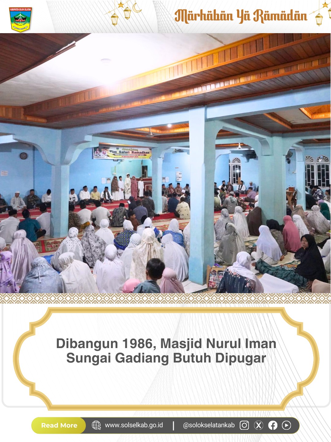 Dibangun 1986, Masjid Nurul Iman Sungai Gadiang Butuh Dipugar